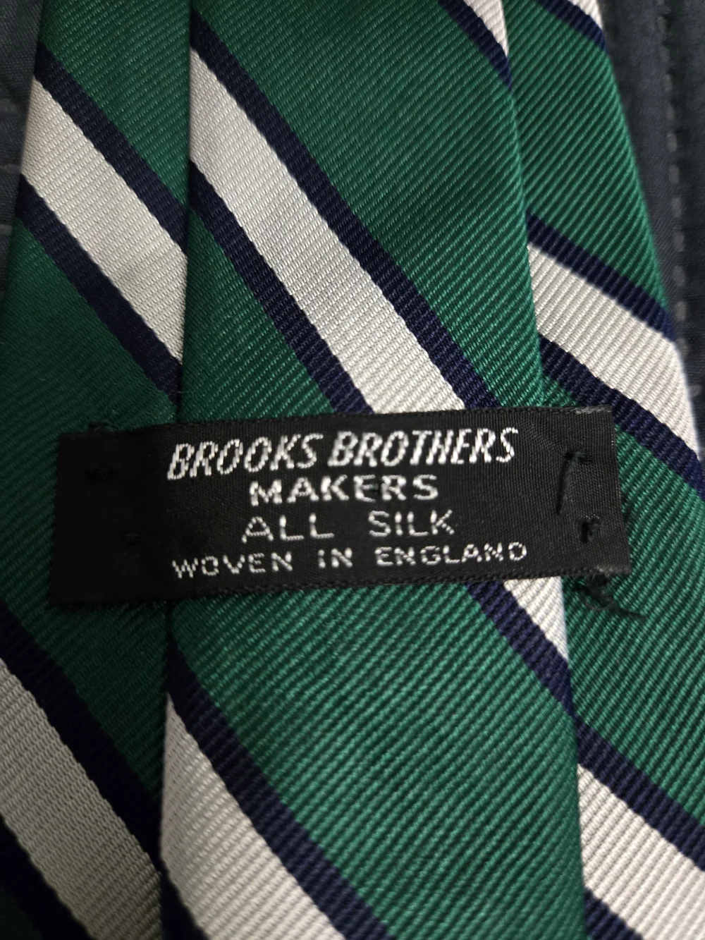Brooks Brothers Green, Cream & Navy Striped Silk Tie #590